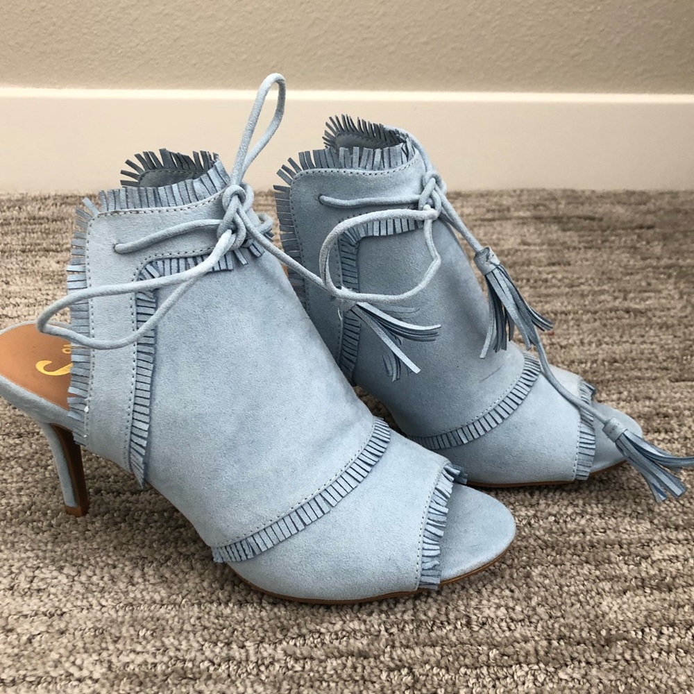 Sky Blue Open Heel and Toe Heels